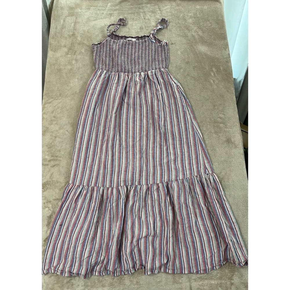Marine Layer Selene Smocked Maxi Dress Women's Large multicolor Linen Blend EUC
